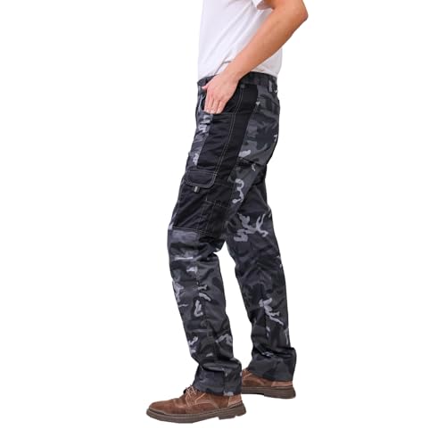 WORK IDEA Pantalones de Trabajo Camuflaje Hombre - Refuerzo en Rodillas con Bolsillos Internos y Corte Ergonomico