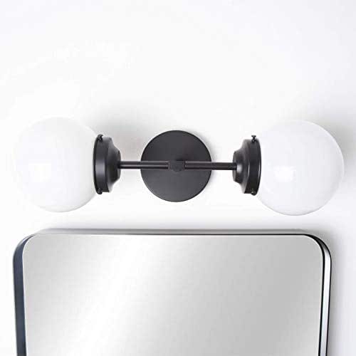 Double Globe Black Bathroom Vanity Sconce Matte Black Mid Century Modern Wall Sconce