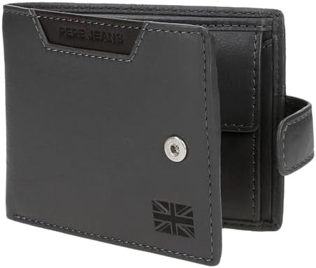 Indiana Cartera Horizontal con Cierre de Clic Gris 11x8,5x1 cms Piel by Joumma Bags