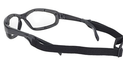 Pacific Coast Freedom Padded Riding Sunglasses with Detachable Strap (Black Frame/Clear Lens)