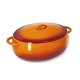 GURO Cast Iron Enamel Coated Oval Dome Casserole/Dutch Oven