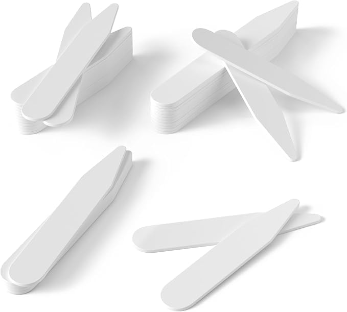 dress shirt plastic collar stays MENCH SUPER Stays 100-piece Set of Sturdy Collar Stays (2 inch) for Men's Dress Shirts in Portable Case, Size: Any, White