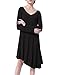 Women's T Shirt Dress Casual Loose Tunic Long Sleeve V-neck Frock by Azot (M, Black)