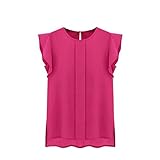 Blouses,Toraway Women Summer Tulip Sleeve Chiffon Blouse Shirt (Medium, Hot Pink)
