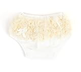 Ema Jane Ruffled Woven Baby Diaper Bloomer Covers (Choose From Many Colors or Styles) (3 months to 18 months, Cream)