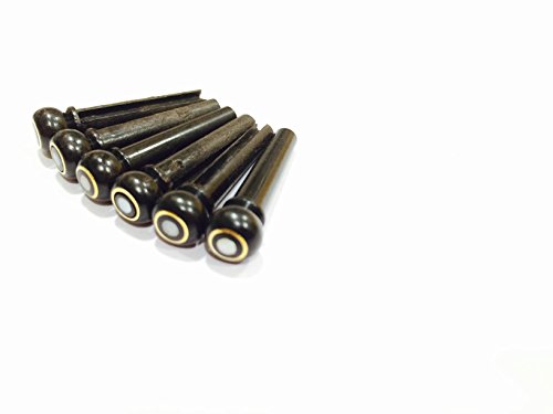 Indian Ebony Acoustic Guitar Bridge Pins made with Parisian Eye - Mastergrade Pack of 6 pins - Thumbnail 2