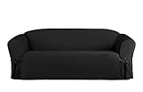 Linen Store Microsuede Slipcover, Furniture Protector Cover (Sofa, Black)