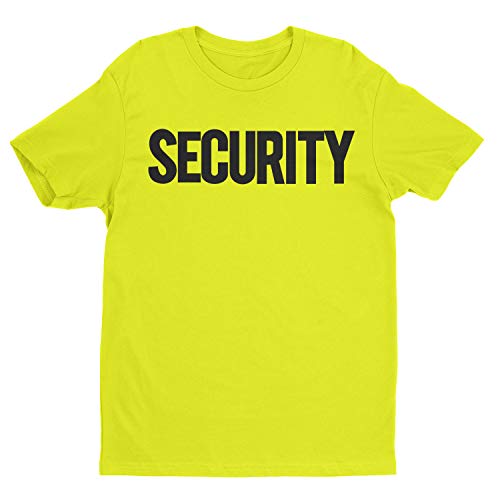 NYC FACTORY Security T-Shirt Front Back Print Mens Tee Staff Event Uniform Bouncer Screen Printed (Neon-Black, 2XL)