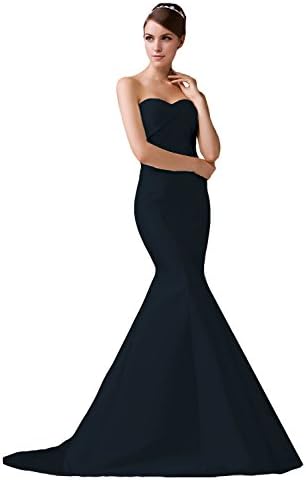 JOYNO BRIDE Women's Sweetheart Appliques Mermaid Wedding Dress Long(12,Navy)