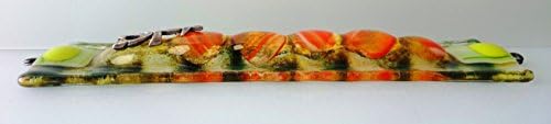Orange & Green Mezuzah Case Fused Glass, Handmade Judaica, Jewish New Home Gifts, Jewish Wedding Gifts