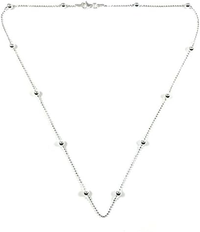 Martinuzzi Accessories 925 Sterling Silver Ball Diamond Cut Beaded Satellite Chain Station Necklace