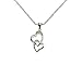 Intertwined Heart Necklace | Double Hearts Platinum Plated Silver | Cubic Zirconia | Love - Bridal - Anniversary - Mother Daughter - Jewelry