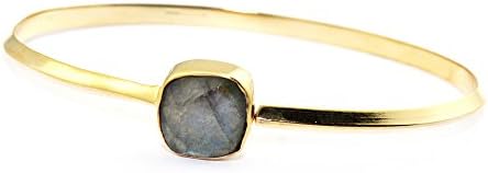 GemsbyYhunyss Smoky Black Coral Quartz Stone Faceted Adjustable Gold Plated Women Bangle Bracelet Jewelry