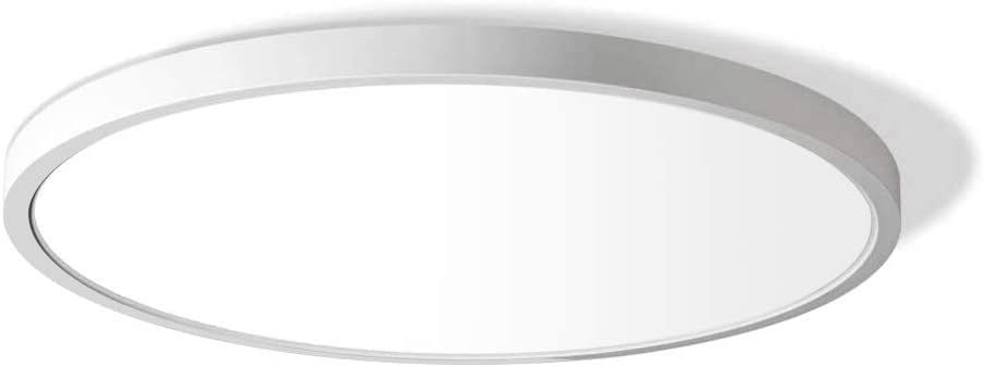 12in/30cm 24W LED Flush Mount Ceiling Light, 4000K Natural White Bathroom Light, 3200LM, White Round Ceiling Lights, 240W Equivalent Ceiling Lamp for Closets, Kitchens, Hallway, Bedrooms, etc.