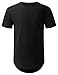 URBANCREWS Mens Hipster Hip Hop Basic Solid Longline T-Shirt Black XLarge
