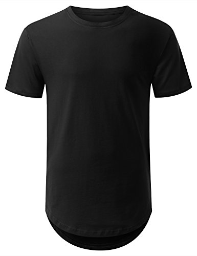 Urbancrews mens hipster hip hop basic solid longline t-…