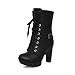 WeenFashion Women's Solid High Heels Closed Toe Anti-skidding Bottom Boots with Lace-up