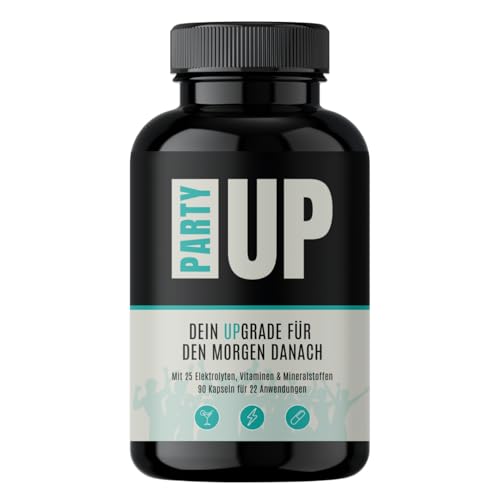 PARTYUP mit 25 Elektrolyten, Vitaminen & Mineralstoffen, 90 After Party Kapseln, für den Morgen Danach, 90 Kapseln thumbnail 1