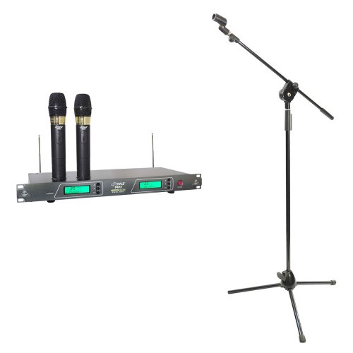 Buy Pyle Mic and Stand Package PDWM2550 19'' Rack Dual VHF Wireless
