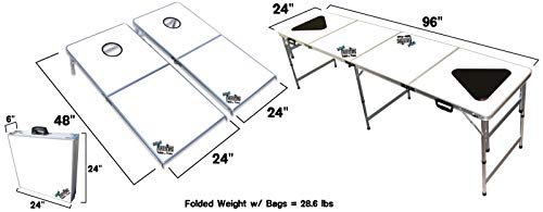 PartyPongTables.com 2-in-1 Dallas Football Field with LED Lights 2-in-1 Cornhole Boards & Beer Pong Tailgate Table with Color-Changing LED Glow Lights - Dallas Football Field