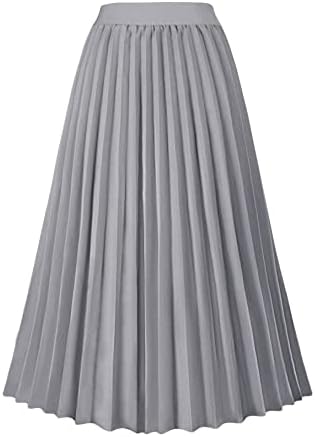 GOLDSTITCH Women's High Waist Pleated Skirt A line Swing Midi