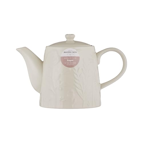 Mason Cash In the Meadow Teapot 800 ml Motif floral gaufré en grès durable – Théière en céramique retenant la chaleur pour boissons chaudes – Ustensiles de cuisine classiques