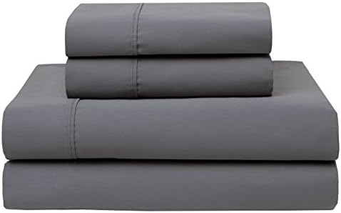 Premium 100% Cotton Bed Sheet Set - Natural, Soft, Deep Pocket (Full, Grey)