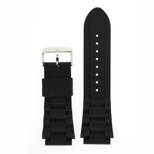 Watch Band Silicone RubberLink Heavy Black Strap Waterproof Stainless Buckle 20 millimeters