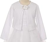 Big Girls Long Sleeve Flower Girl Cardigan Sweater Bolero (13KD3) White 8