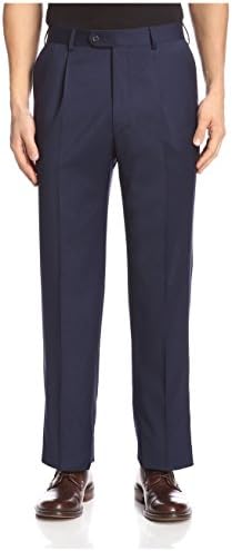 Coppley Men's Single Pleat Super 130's Loro Piana Wool Dress Pant, New Blue, 40 US