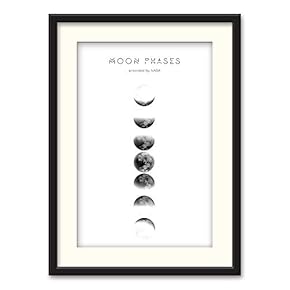 Black Framed Canvas Wall Art Moon Home Artwork Decoration for Living Room, Bedroom - 23x31 inches