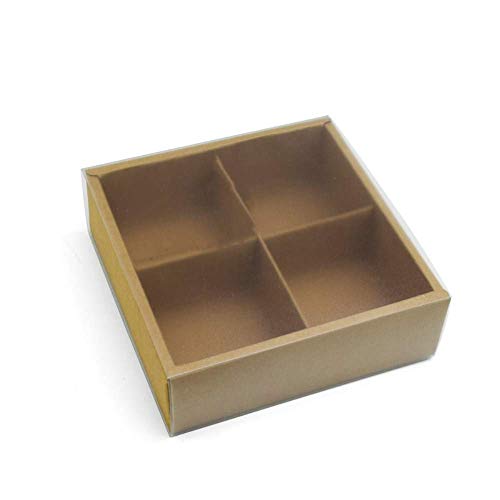 BBC 4 Cavity Craft Paper Moon Cake Box With Clear Lid And Dividers