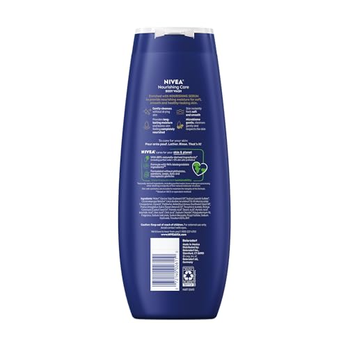 NIVEA NOURISHING CARE BODY WASH WITH NOURISHING SERUM, MOISTURIZING BODY WASH FOR WOMEN, ENRICHED WITH PROVITAMIN B5 AND VITAMIN E, 20 FL OZ BOTTLE