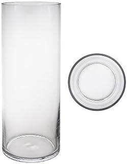 Mega VasesCylinder Vase 5 Inch x 14 Inch, Decorative Clear Glass with Sturdy Base, Wedding Centerpieces, Flower Bouquets, Home Décor, Celebrations, Parties, Event Planning, Arts & Crafts