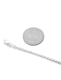 Cadena de plata de ley 925 con corte de diamante, 0.059 in, 0.138 in, para mujeres y hombres de 7 a 36 pulgadas