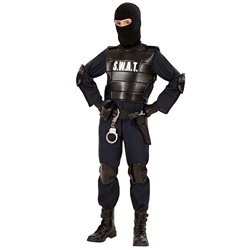 W WIDMANN MILANO Party Fashion - Swat Kostüm Kinder, Agent S.W.A.T Outfit mit Weste, Maske und Zubehör für Karneval