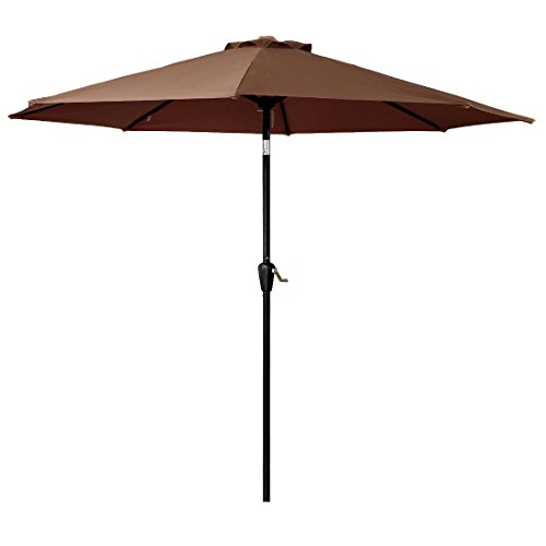 FARLAND Patio Umbrella 9 Ft Outdoor Table Aluminum offset market umbrellas with Push Button Tilt and Crank