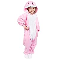 Emolly Fashion Kids Animal Bunny Pajama Onesie - Soft and Comfortable with Pockets (8, Bunny) Pink/White