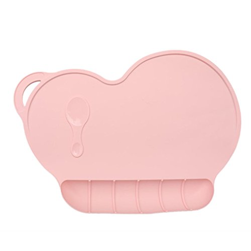 Elevin(TM)2017 Food-grade Silicone Portable Antibacterial Table Mat Mobile Plate Mat Baby Use Meal Plate (Pink)