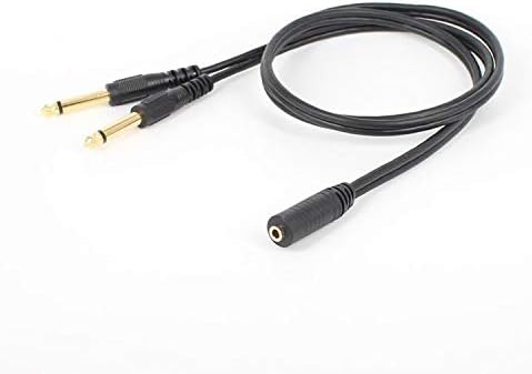 Gleewin 1/8 inch 3.5mm TRS Female to Two 1/4 inch TS Male Y Cable, 3.5mm Stereo Plug F to 2 Dual 6.35mm M Y Splitter Adapter Gold Plated Audio Cable Stereo Cord, Length 1.5M/5FT