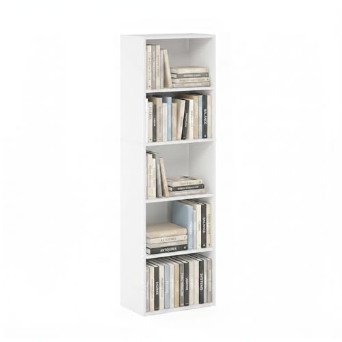 Furinno PASIR 5-Tier Open Shelves Bookcase, White