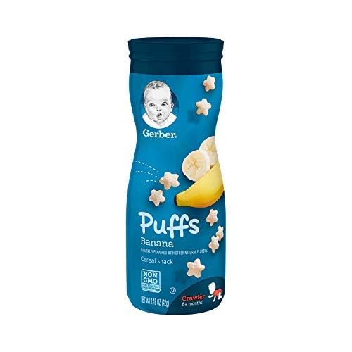 GERBER STAGE 3 BABY SNACKS, BANANA PUFFS, PUFFED GRAIN SNACK, BABY LED FEEDING, IRON & CHOLINE, PUFFS SNACKS FOR BABIES