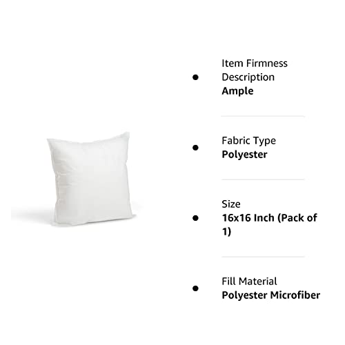 Foamily Throw Pillows Insert 16 x 16 Inches Bed and Couch Decorative