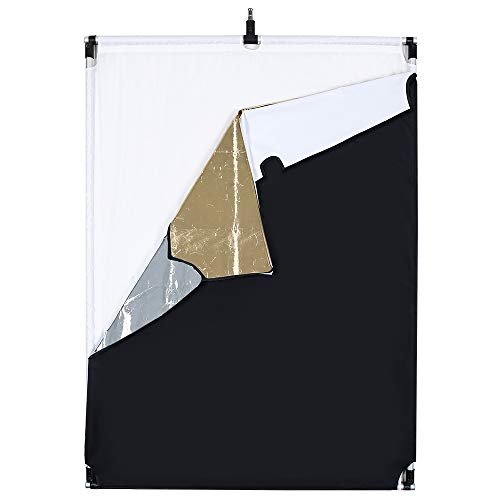 AMBITFUL 60 x 90 cm, Sun Scrim Large 5 in 1 Black Silver Gold White Diffuser Reflector Aluminium Alloy Frame for Photography