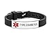 Type 2 Diabetes Medical Alert ID Bracelet Stainless Steel and Silicone Wristband Black for Men women