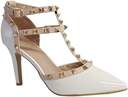 007 New Ladies Party Pointed Studded Stiletto Heel Court Shoes