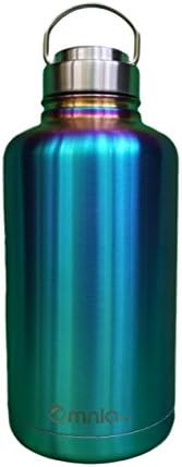 Omnia h2o Canteen – 12oz, 18oz, 32oz or 64oz, Vacuum Insulated Stainless Steel Water Bottle, Wide Mouth Flask with All Metal Lid, Enjoy Hot and Cold Drinks, Growler great for Beer and Wine (64 oz)