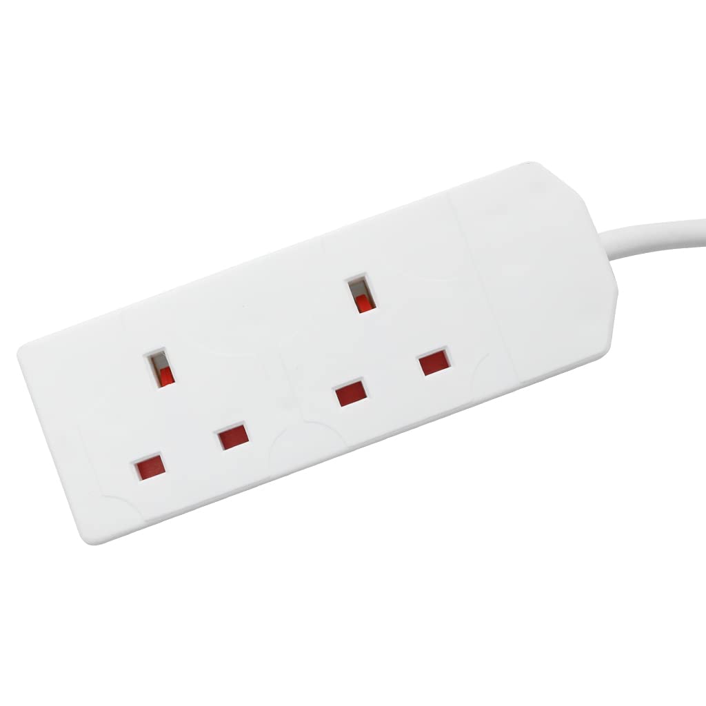 1ABOVE 2 Gang 2m Extension Lead/UK Pin Plug and Cable/Multi Socket Mains Strip for Home and Office (2 GANG 5 M)