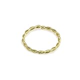 14KT Yellow Gold Seamless Continuous Nose Hoop Ring Twisted Wire 5/16