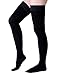 MGANG Medical 20-30 mmHg Compression Stockings for Women & Men, Pair, Thigh High Graduated Compression Socks, Closed Toe, Opaque, Support for Varicose Veins, Edema, DVT, Swelling, Flight, Black M
